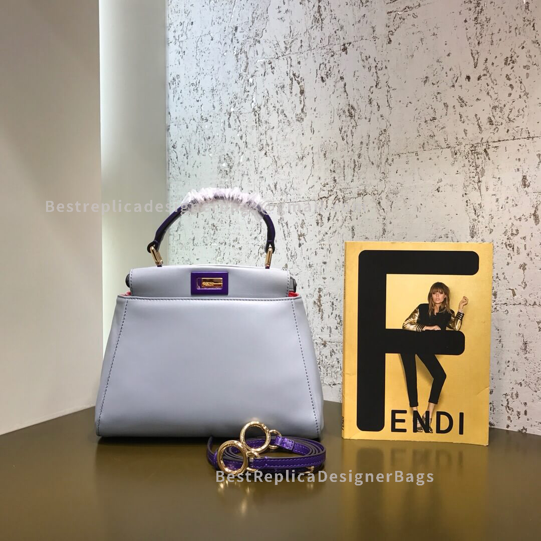 Fendi Peekaboo Iconic Mini Light Blue Leather Bag 2590